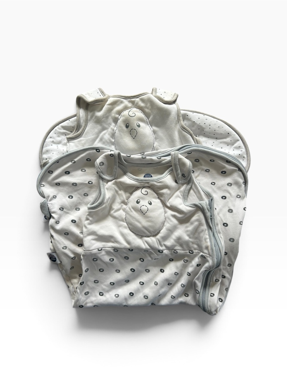 Nested Bean White & Light Gray Sleep Sacks with Chick Motif